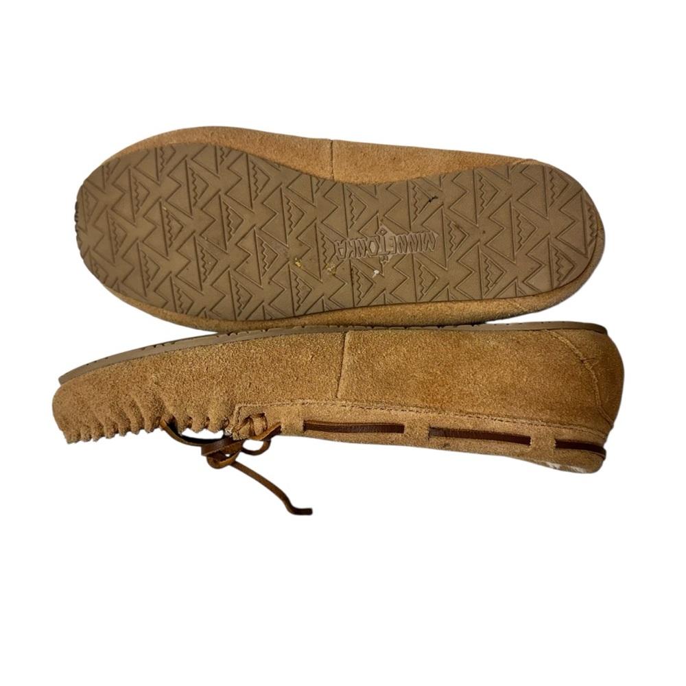 Minnetonka Cally Moccasin Slippers Tan Suede Size 10 - Picture 5 of 7